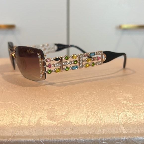 Caviar Sunglasses with Swarovski Multicolor Crystals Metal Frame - Picture 3 of 7